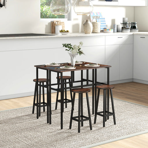 6 Piece Counter Height Bar Table and Stool Set Ideal for Kitchen or Dining Area Rustic Brown