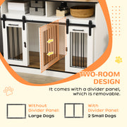 Indoor Dog Crate Furniture with Adjustable Divider for Small to Large Dogs White