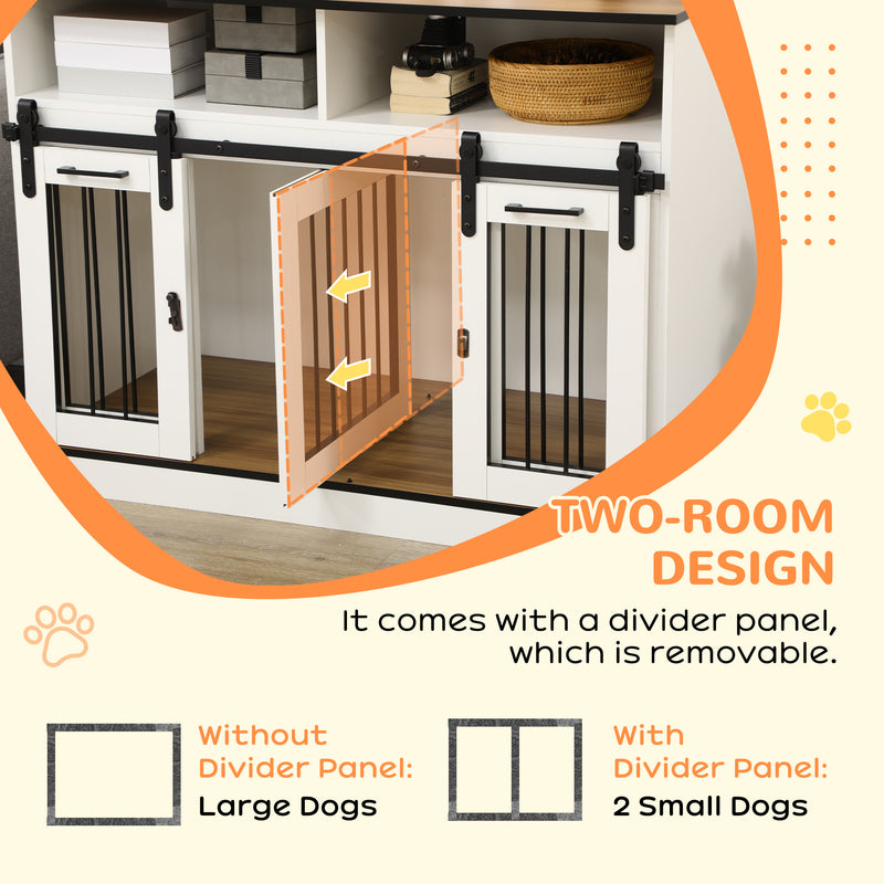 Indoor Dog Crate Furniture with Adjustable Divider for Small to Large Dogs White