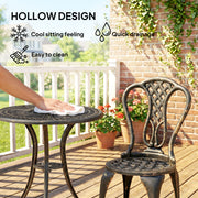 Cast Aluminium Bistro Set for 2 with Umbrella Hole for Patio or Balcony, Bronze Tone Outsunny