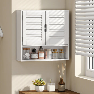 Wall Mounted Bathroom Storage Cabinet With Adjustable Shelves For Small Spaces White AOSOM