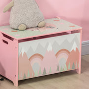 Kids Storage Chest With Safety Hinge Ideal for Toys and Books Organisation,Pink