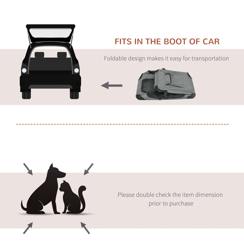Folding Pet Carrier Bag with Mesh Panels for Travel and Outdoor Use, Grey