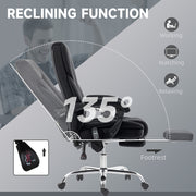 Heated Reclining Office Chair with Massage and Footrest for Home or Work Use, Black