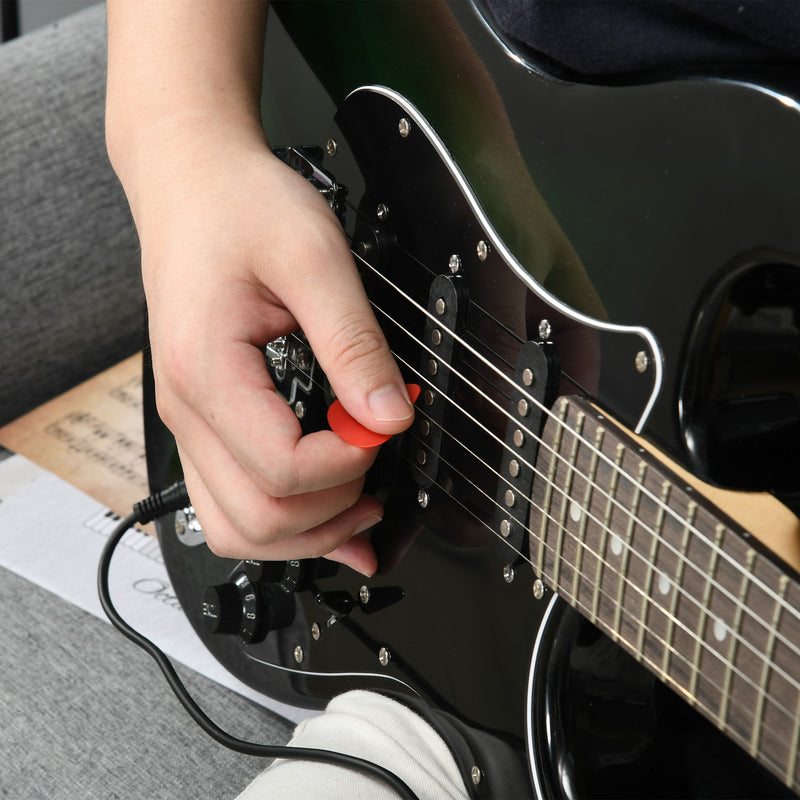 Electric Guitar Starter Set with 15W Amp and Carry Bag Perfect for Beginner Players Dark Green AOSOM