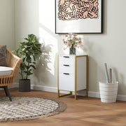 White Industrial 3 Drawer Chest of Drawers with Metal Frame for Bedroom and Living Room by HOMCOM