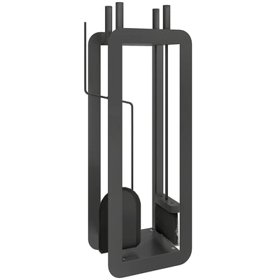 5 Piece Metal Fireplace Tool Set With Stand Ideal For Indoor Fireplaces Black