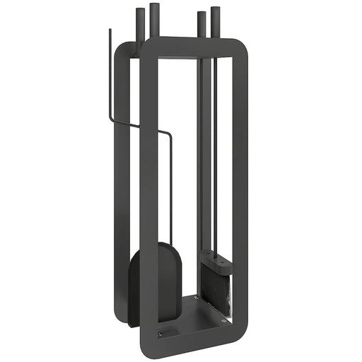 5 Piece Metal Fireplace Tool Set With Stand Ideal For Indoor Fireplaces Black