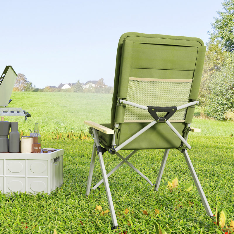 Foldable Camping Chair with Adjustable Backrest and Padded Seat for Outdoor Comfort Green