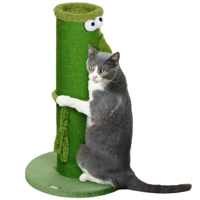 Green 63cm Cat Scratching Post with Sisal Rope and Sturdy Base for Indoor Cats by PawHut