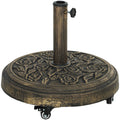 Heavy Parasol Base with Wheels 32-48mm 21kg for Easy Movement and Stable Garden Umbrella Support, Bronze Tone Outsunny