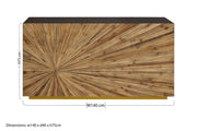 Dimensions diagram for the ebony bamboo console table, 75cm high by 40cm deep by 140cm wide