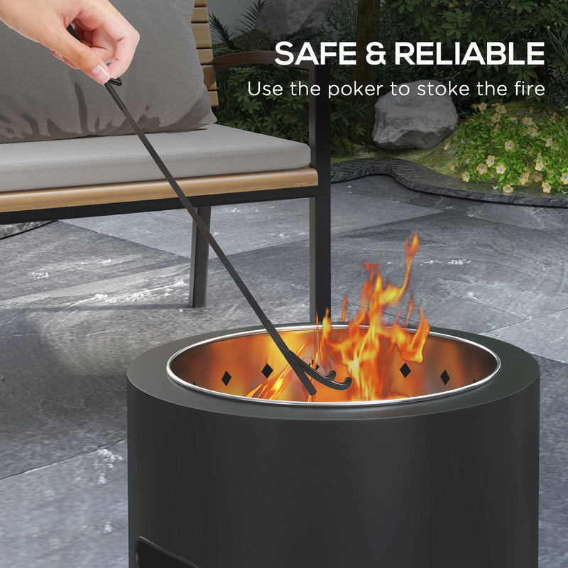 Smokeless 45cm Portable Fire Pit Wood Burning Bonfire Stove With Poker for Garden Camping by Outsunny
