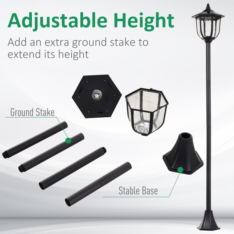 Tall Solar Garden Post Light With LED Lantern For Outdoor Pathways And Driveways
