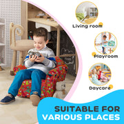 Kids Dinosaur Armchair with Wooden Frame Support Ideal for Bedroom or Playroom, Red