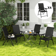 Set of Four Black Folding Outdoor Chairs Lightweight and Portable by Outsunny