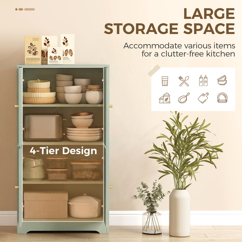 Pantry Storage Cabinet with Adjustable Shelves for Kitchen or Hallway Organisation Green AOSOM