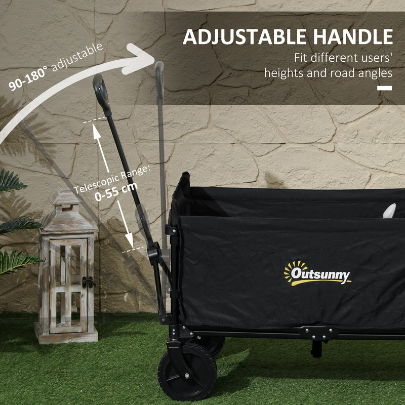 120L Folding Garden Trolley Cart with Wheels and Adjustable Handle for Camping and Beach by Outsunny