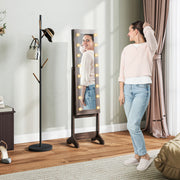 Full Length Jewellery Cabinet Mirror with LED Lights and Adjustable Angle, Dark Brown