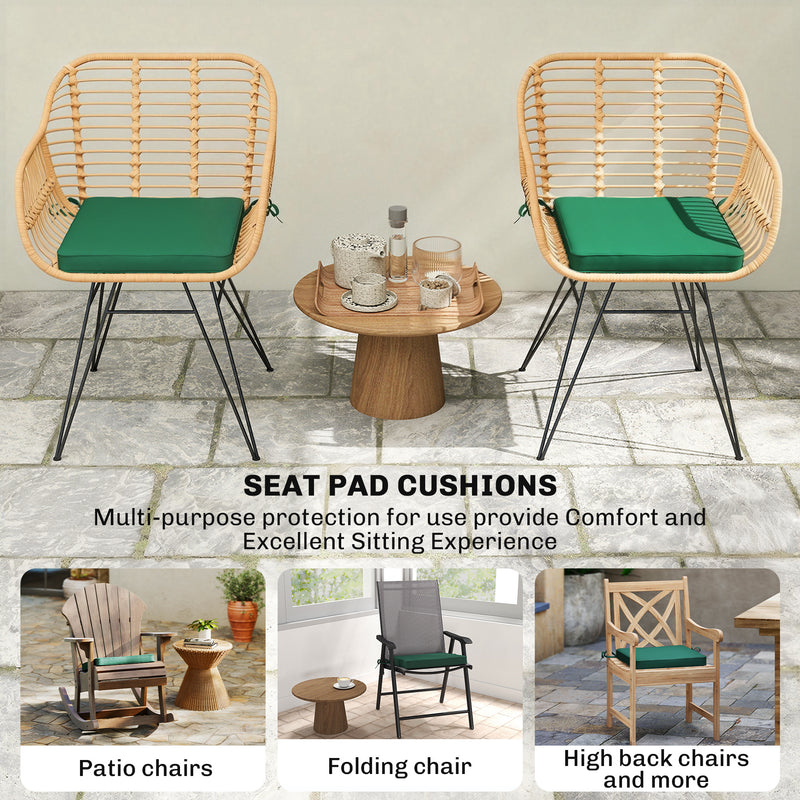 Set of 6 Padded Chair Cushions for Indoor or Outdoor Comfort with Removable Covers Green Outsunny