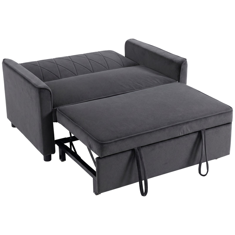 2 Seater Sofa Bed for Small Spaces with Easy Pull Out Guest Bed Function Dark Grey
