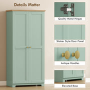 Tall Green Freestanding Storage Cabinet For Kitchen with 4 Shelves - Modern Design 80x48x172cm Homcom