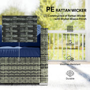 Rattan Garden Furniture Set for 5 with Cushions and Coffee Table for Patio or Outdoor Use, Grey Outsunny