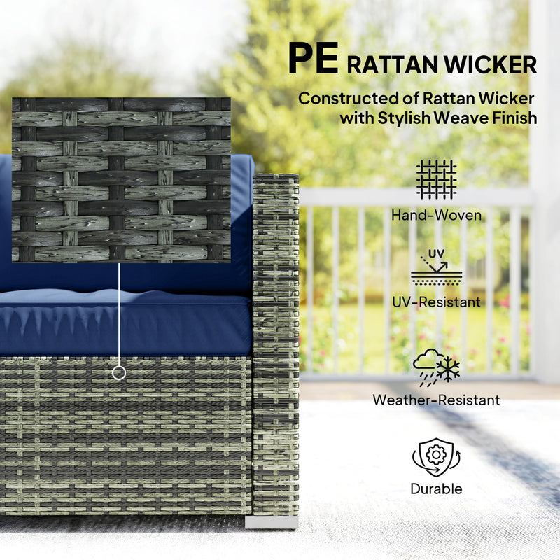 Rattan Garden Furniture Set for 5 with Cushions and Coffee Table for Patio or Outdoor Use, Grey Outsunny