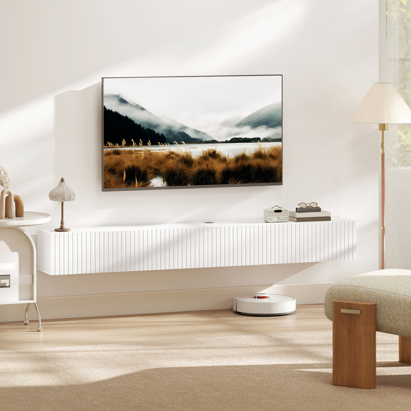 Floating TV Stand with Hidden Storage for Clutter-Free Lounge and Extra Floor Space