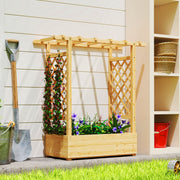 Wooden Raised Garden Planter With Trellis And Roof For Vegetables And Flowers Natural AOSOM