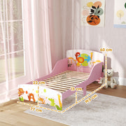 Cute Animal Themed Toddler Bed with Safety Rails 143 x 77 x 60cm by AIYAPLAY