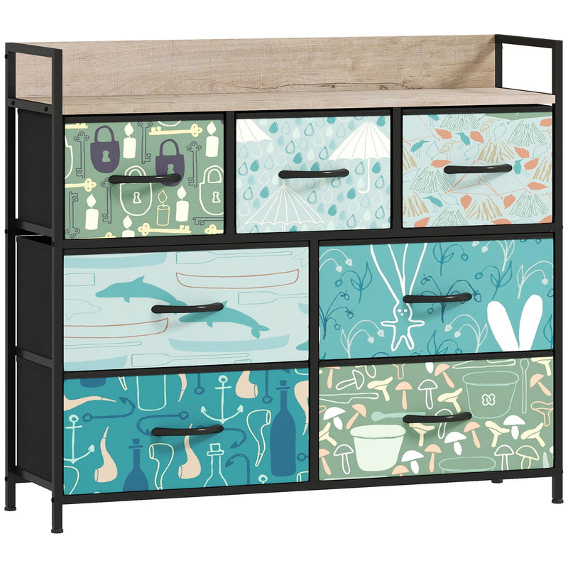 7 Drawer Chest of Drawers with Spacious Storage Ideal for Bedroom or Office Blue