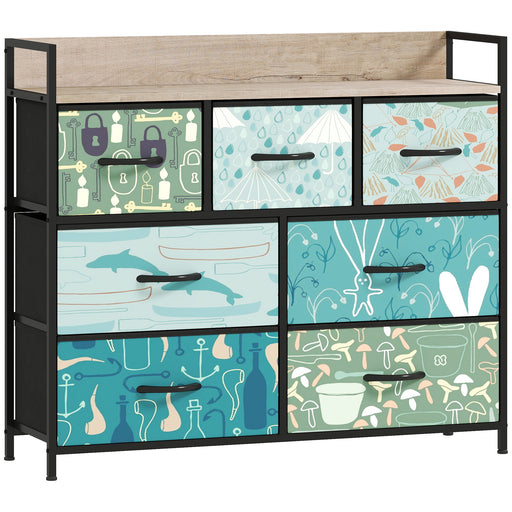 7 Drawer Chest of Drawers with Spacious Storage Ideal for Bedroom or Office Blue