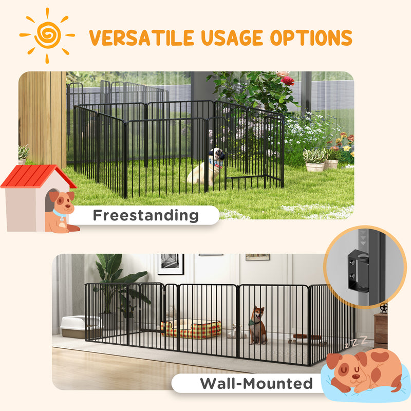 Heavy Duty 8 Panel Dog Playpen for Indoor and Outdoor Use Suitable for Medium Dogs Black