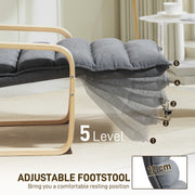 Curved Wooden Accent Chair with Adjustable Footrest Dark Grey by HOMCOM