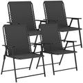 Folding Garden Chairs Set of 4 for Comfortable Outdoor Seating Black Outsunny
