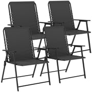 Folding Garden Chairs Set of 4 for Comfortable Outdoor Seating Black Outsunny