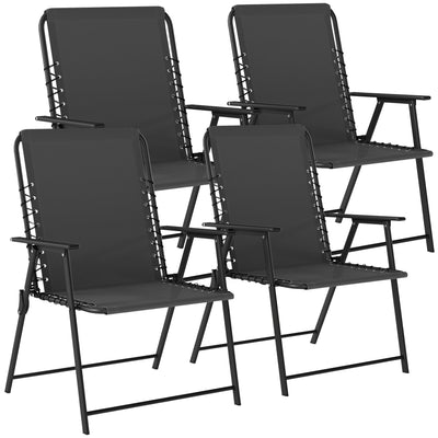 Folding Garden Chairs Set of 4 for Comfortable Outdoor Seating Black Outsunny