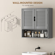 Wall Mounted Bathroom Cabinet With Adjustable Shelves For Organised Storage Grey AOSOM