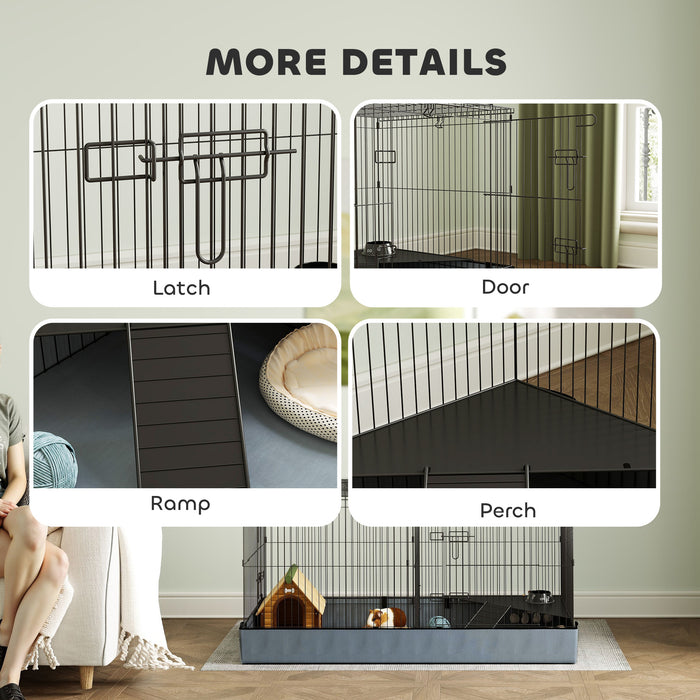 2 in 1 Guinea Pig and Rabbit Cage with Waterproof Floor and Playpen by PawHut