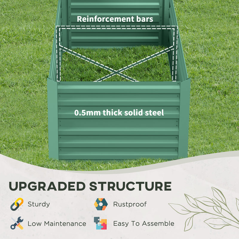 Galvanised Steel Raised Garden Bed With Reinforced Frame For Outdoor Planting Light Green AOSOM