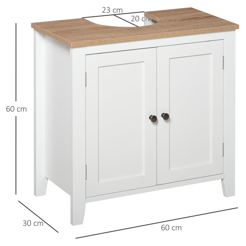 Freestanding Under Sink Bathroom Cabinet With Adjustable Shelf And Storage Space White