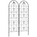 Set of 2 Metal Garden Trellis Panels for Climbing Plants and Flowers 150 x 50cm by Outsunny