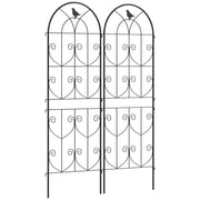 Set of 2 Metal Garden Trellis Panels for Climbing Plants and Flowers 150 x 50cm by Outsunny