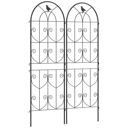 Set of 2 Metal Garden Trellis Panels for Climbing Plants and Flowers 150 x 50cm by Outsunny