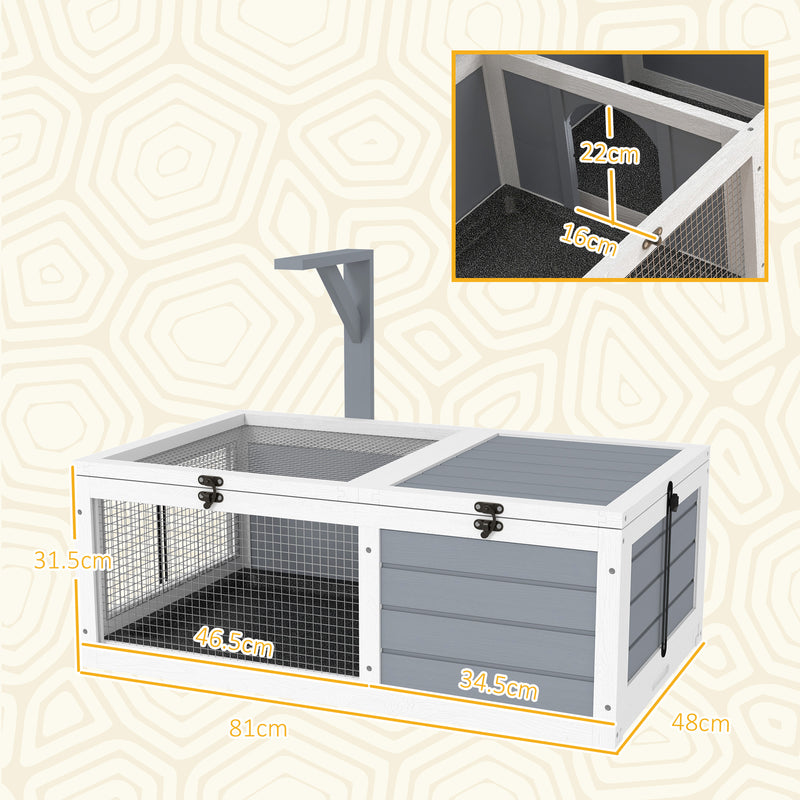 Wooden Tortoise Enclosure with Lamp Holder for Indoor and Outdoor Use Light Grey by PawHut