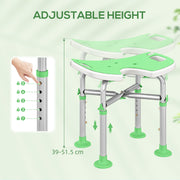 Height Adjustable Padded Shower Stool with U Shaped Seat for Bathroom Comfort Green