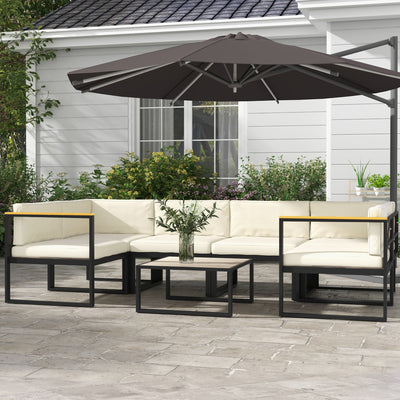14 Piece Garden Furniture Cushion Set for Dining Chairs Water Resistant Cream Outsunny