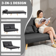 Two Seater Linen Look Sofa Bed Converts to Guest Bed Ideal for Small Spaces Charcoal Grey