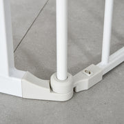 White Metal Pet Safety Gate 3 Panel Room Divider Stair Barrier With Walk-Through Door by PawHut